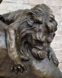 Lion Attacking Horse - Bronze Sculpture by Antoine Barye
