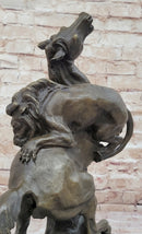 Lion Attacking Horse - Bronze Sculpture by Antoine Barye