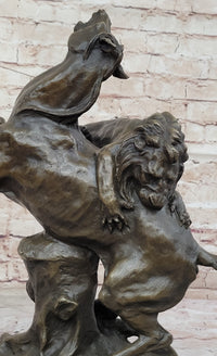 Lion Attacking Horse - Bronze Sculpture by Antoine Barye