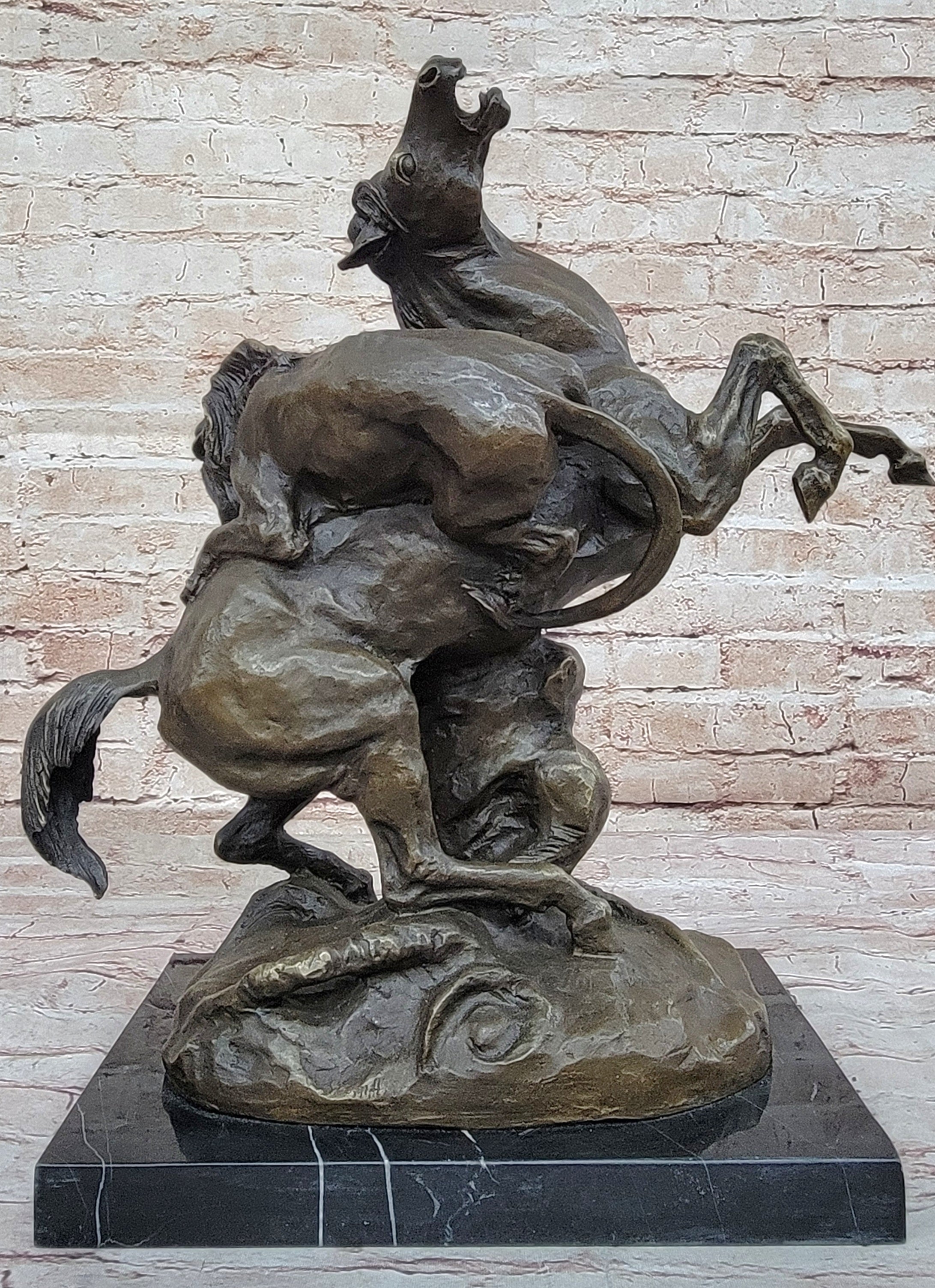 Lion Attacking Horse - Bronze Sculpture by Antoine Barye