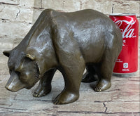 Bronze Sculpture Black Grizzly Bear Mother with Cubs