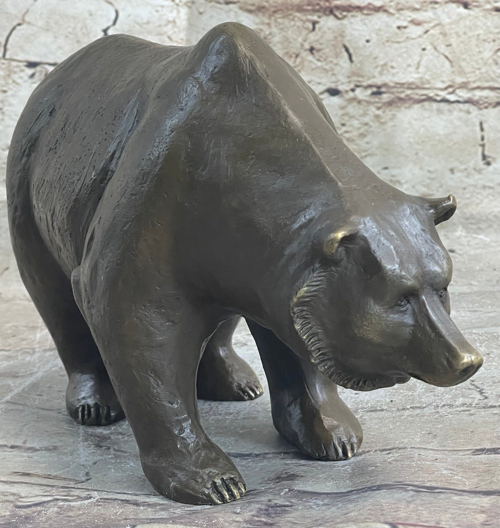 Bronze Sculpture Black Grizzly Bear Mother with Cubs