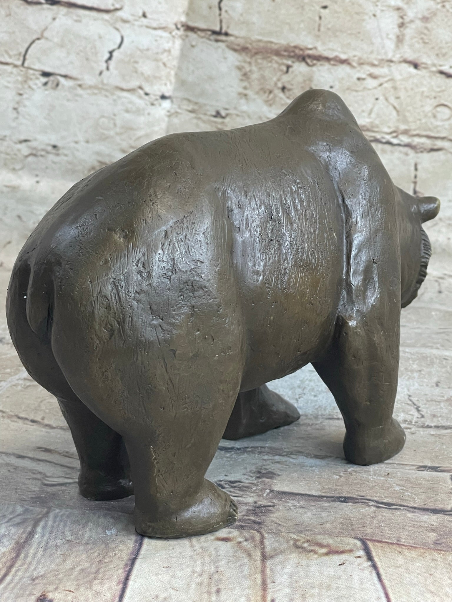 Bronze Sculpture Black Grizzly Bear Mother with Cubs