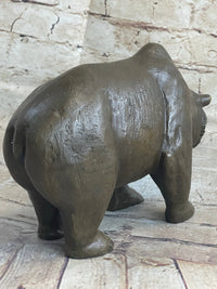 Bronze Sculpture Black Grizzly Bear Mother with Cubs