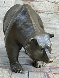 Bronze Sculpture Black Grizzly Bear Mother with Cubs