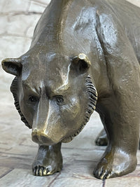 Bronze Sculpture Black Grizzly Bear Mother with Cubs
