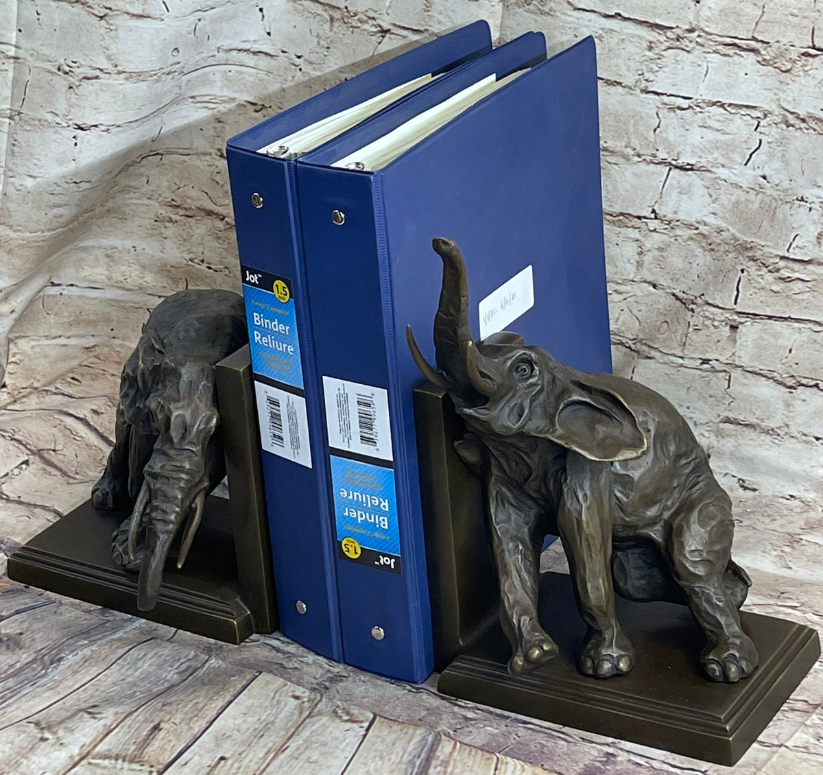Bronze Elephant Bookends Sculpture Art