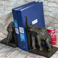 Bronze Elephant Bookends Sculpture Art
