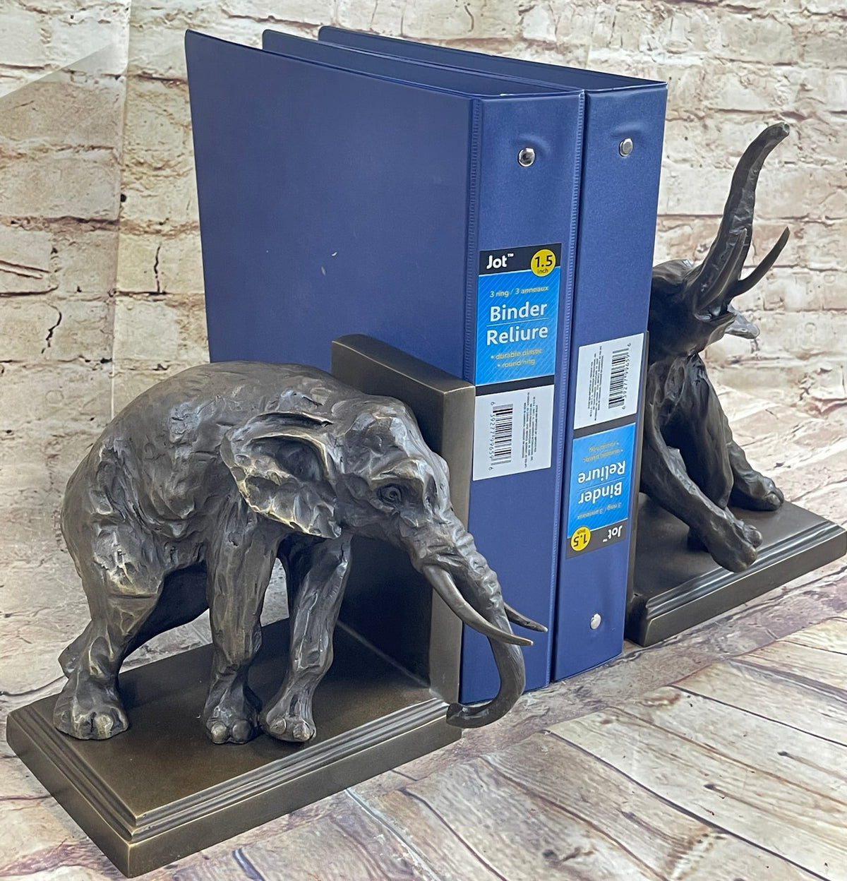 Bronze Elephant Bookends Sculpture Art