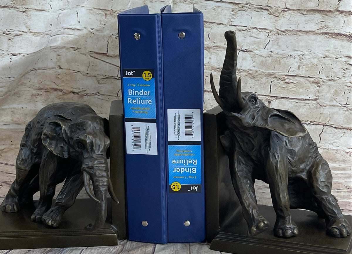 Bronze Elephant Bookends Sculpture Art