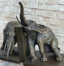 Bronze Elephant Bookends Sculpture Art