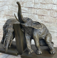 Bronze Elephant Bookends Sculpture Art