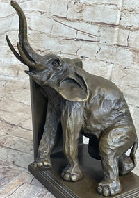 Bronze Elephant Bookends Sculpture Art