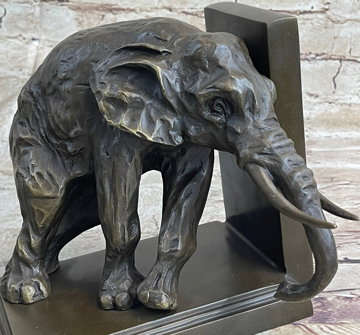 Bronze Elephant Bookends Sculpture Art
