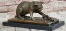 Cat playing with a butterfly by Miguel Fernando Lopez (Milo) Bronze Sculpture