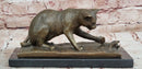 Cat playing with a butterfly by Miguel Fernando Lopez (Milo) Bronze Sculpture