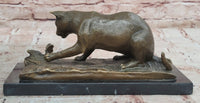 Cat playing with a butterfly by Miguel Fernando Lopez (Milo) Bronze Sculpture