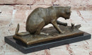 Cat playing with a butterfly by Miguel Fernando Lopez (Milo) Bronze Sculpture