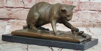 Cat playing with a butterfly by Miguel Fernando Lopez (Milo) Bronze Sculpture