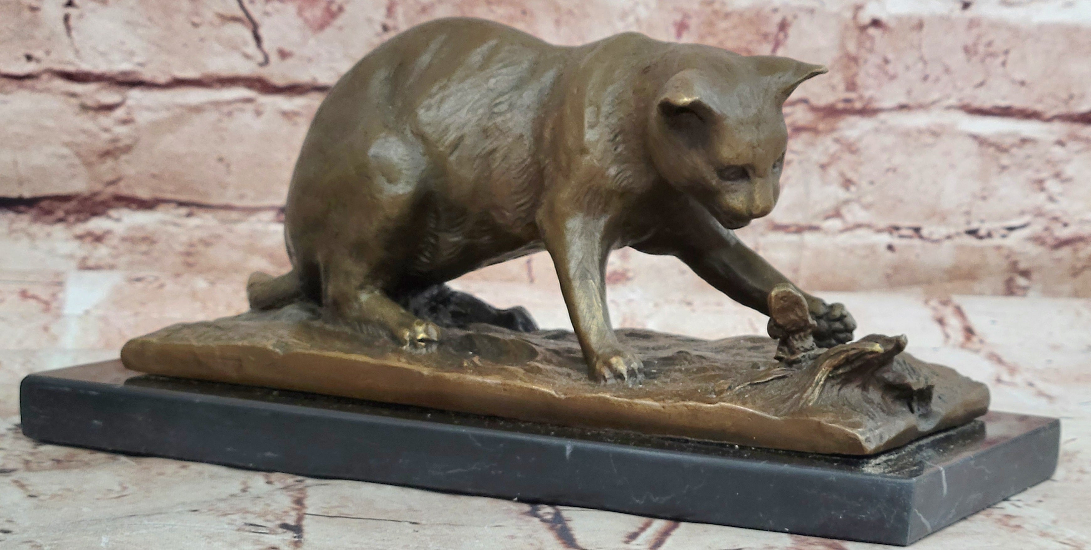 Cat playing with a butterfly by Miguel Fernando Lopez (Milo) Bronze Sculpture