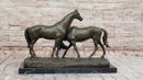 Necking Horses Equestrian Bronze Sculpture Art Figure Marble Base