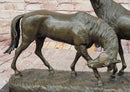 Necking Horses Equestrian Bronze Sculpture Art Figure Marble Base