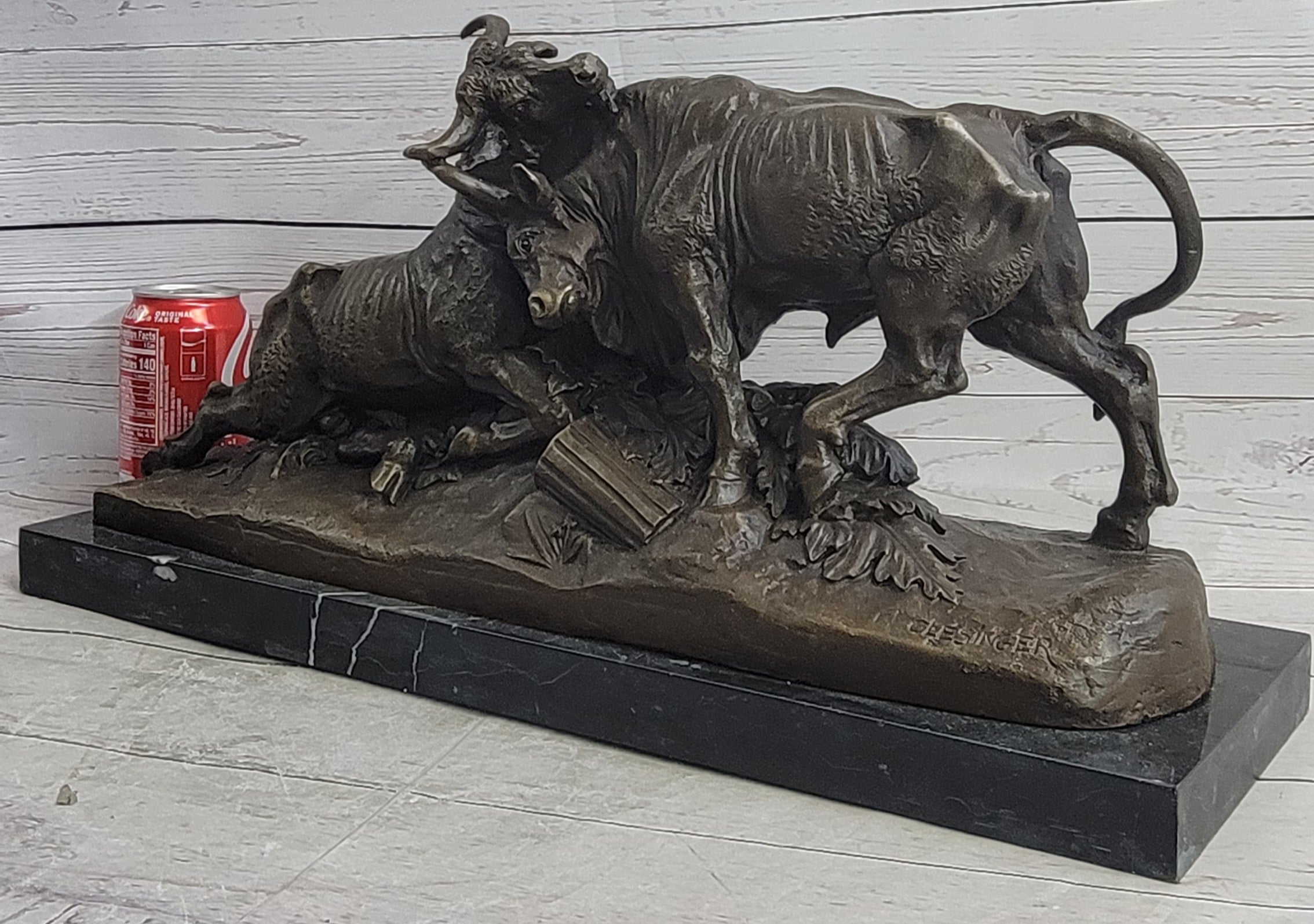 Large Clesinger Fighting Bulls Bronze Sculpture