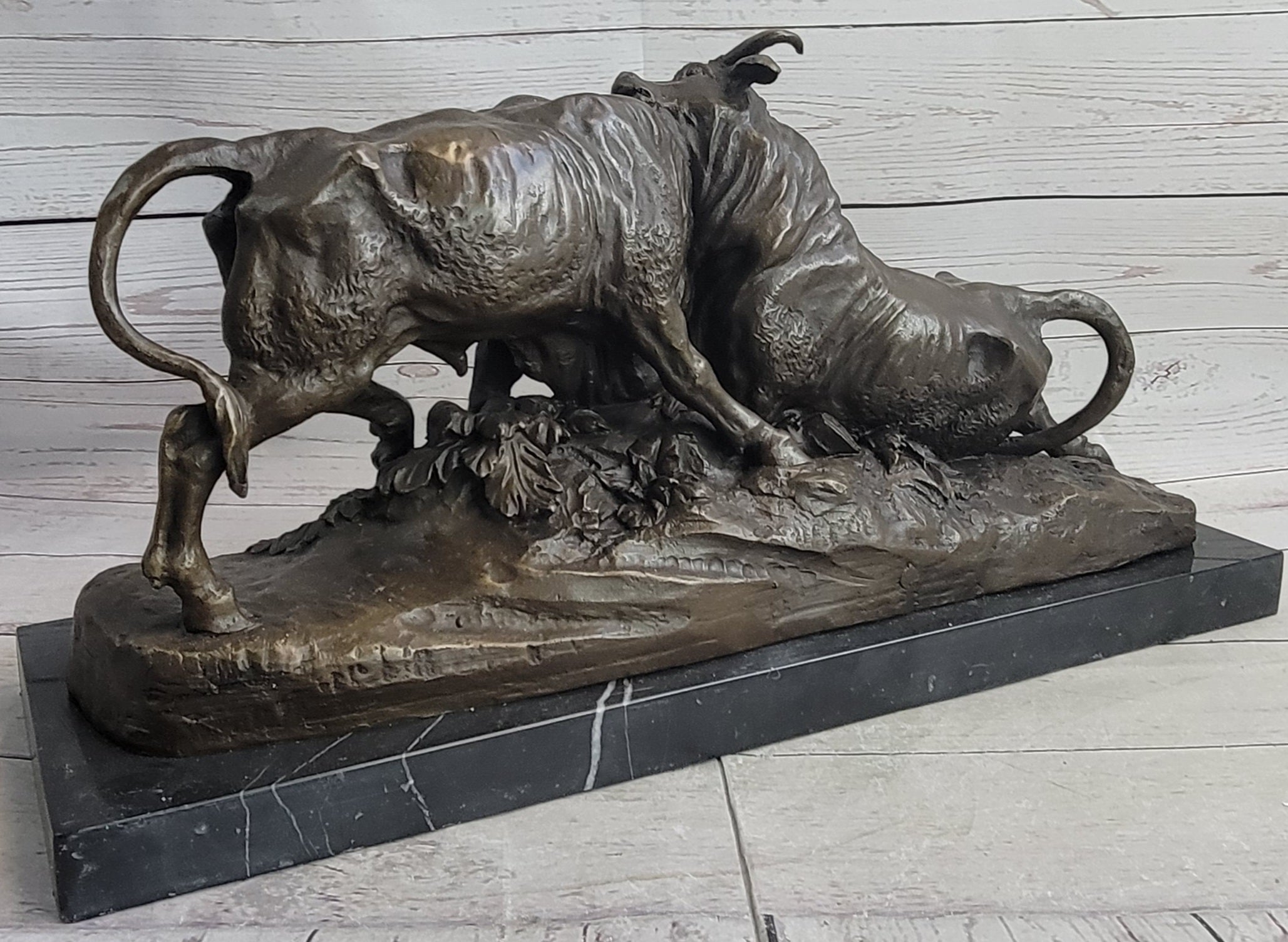 Large Clesinger Fighting Bulls Bronze Sculpture