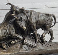 Large Clesinger Fighting Bulls Bronze Sculpture