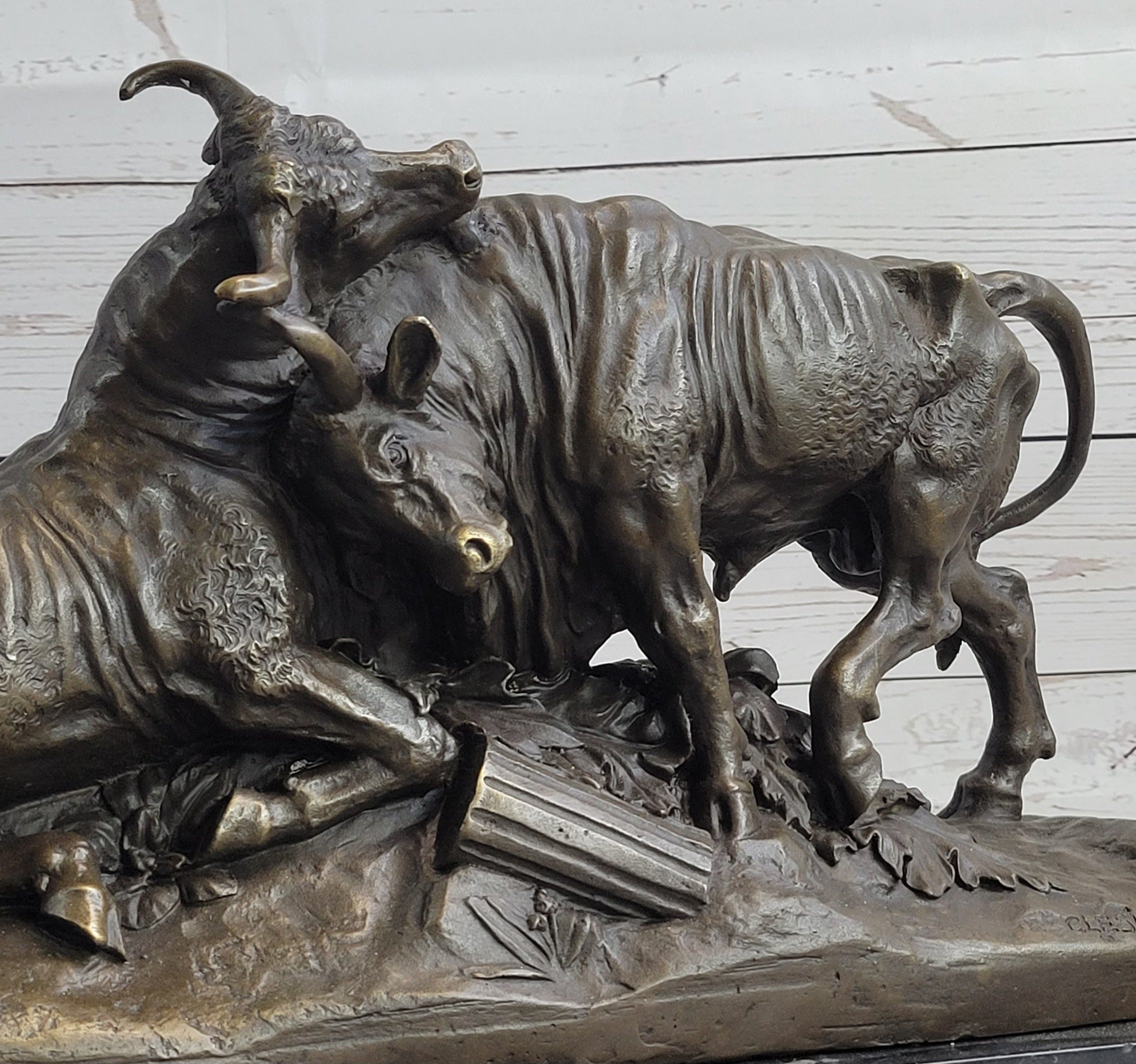 Large Clesinger Fighting Bulls Bronze Sculpture