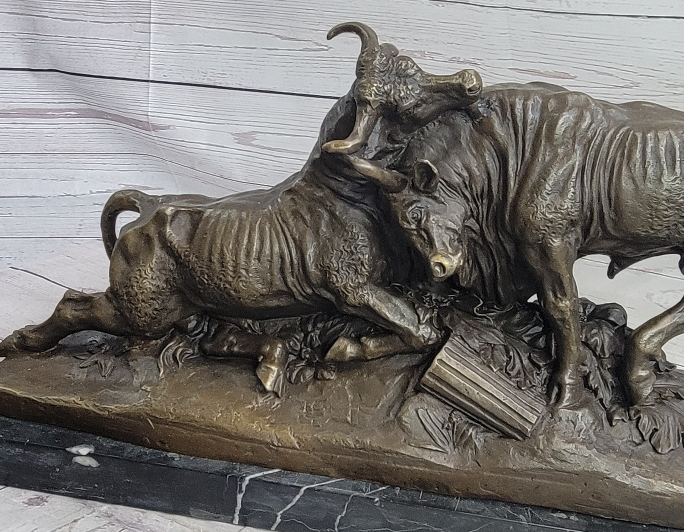 Large Clesinger Fighting Bulls Bronze Sculpture