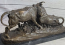 Large Clesinger Fighting Bulls Bronze Sculpture