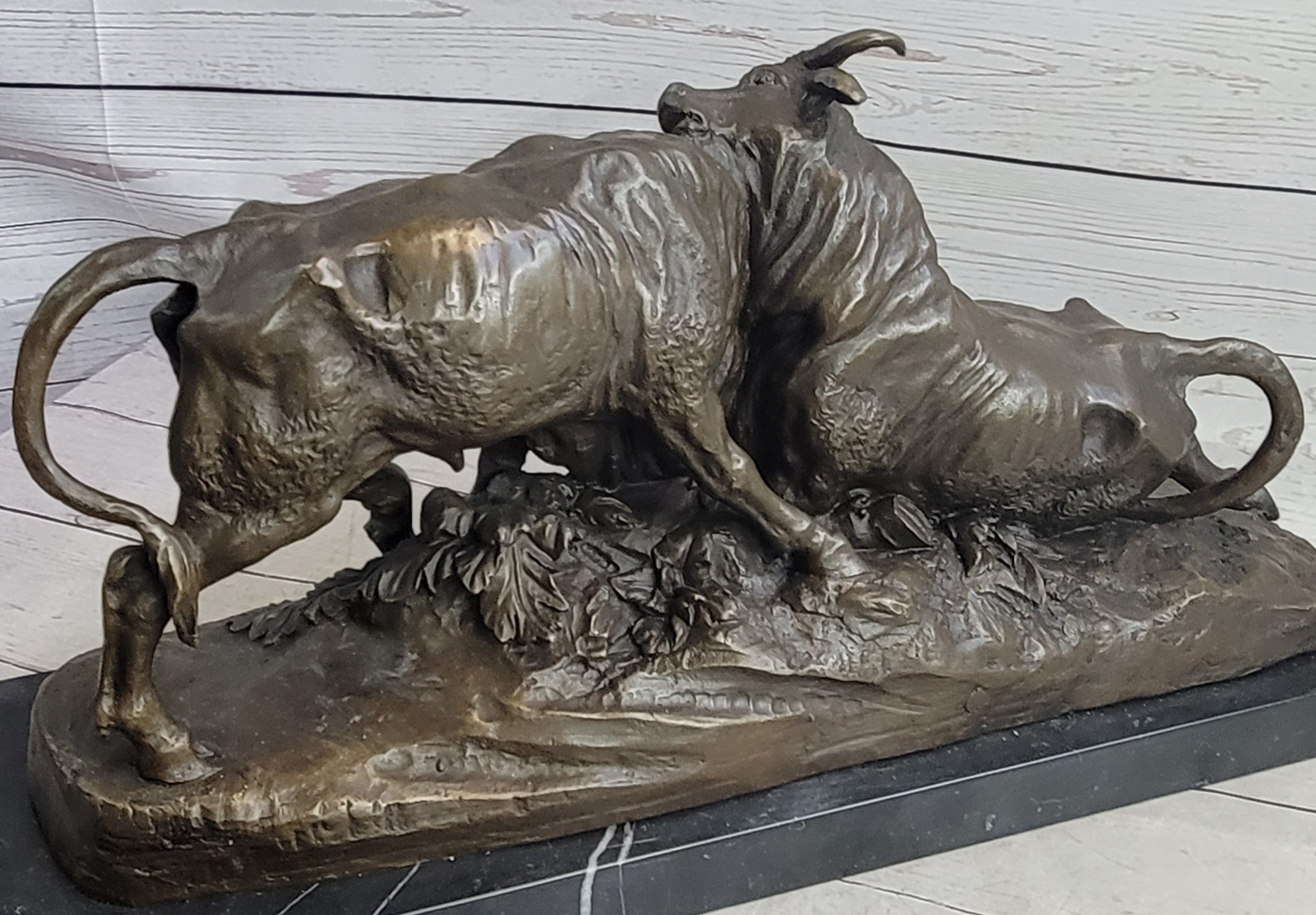Large Clesinger Fighting Bulls Bronze Sculpture