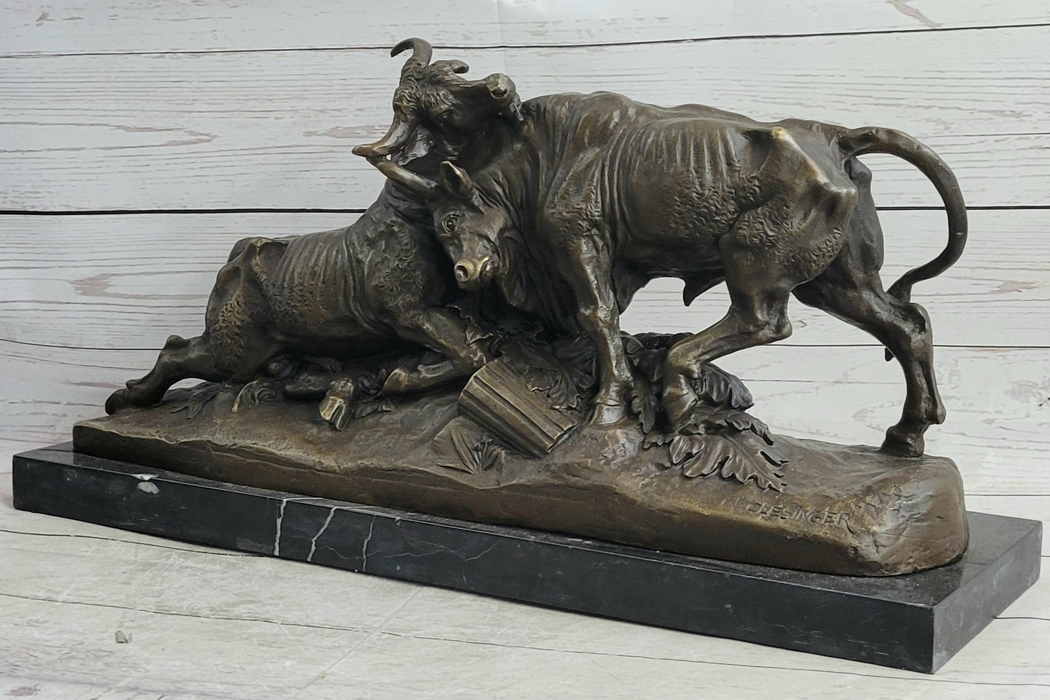 Large Clesinger Fighting Bulls Bronze Sculpture