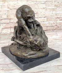 Bronze Sculpture of Gorilla vs. Lion by Clovis Edmon Masson
