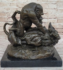 Bronze Sculpture of Gorilla vs. Lion by Clovis Edmon Masson