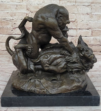 Bronze Sculpture of Gorilla vs. Lion by Clovis Edmon Masson
