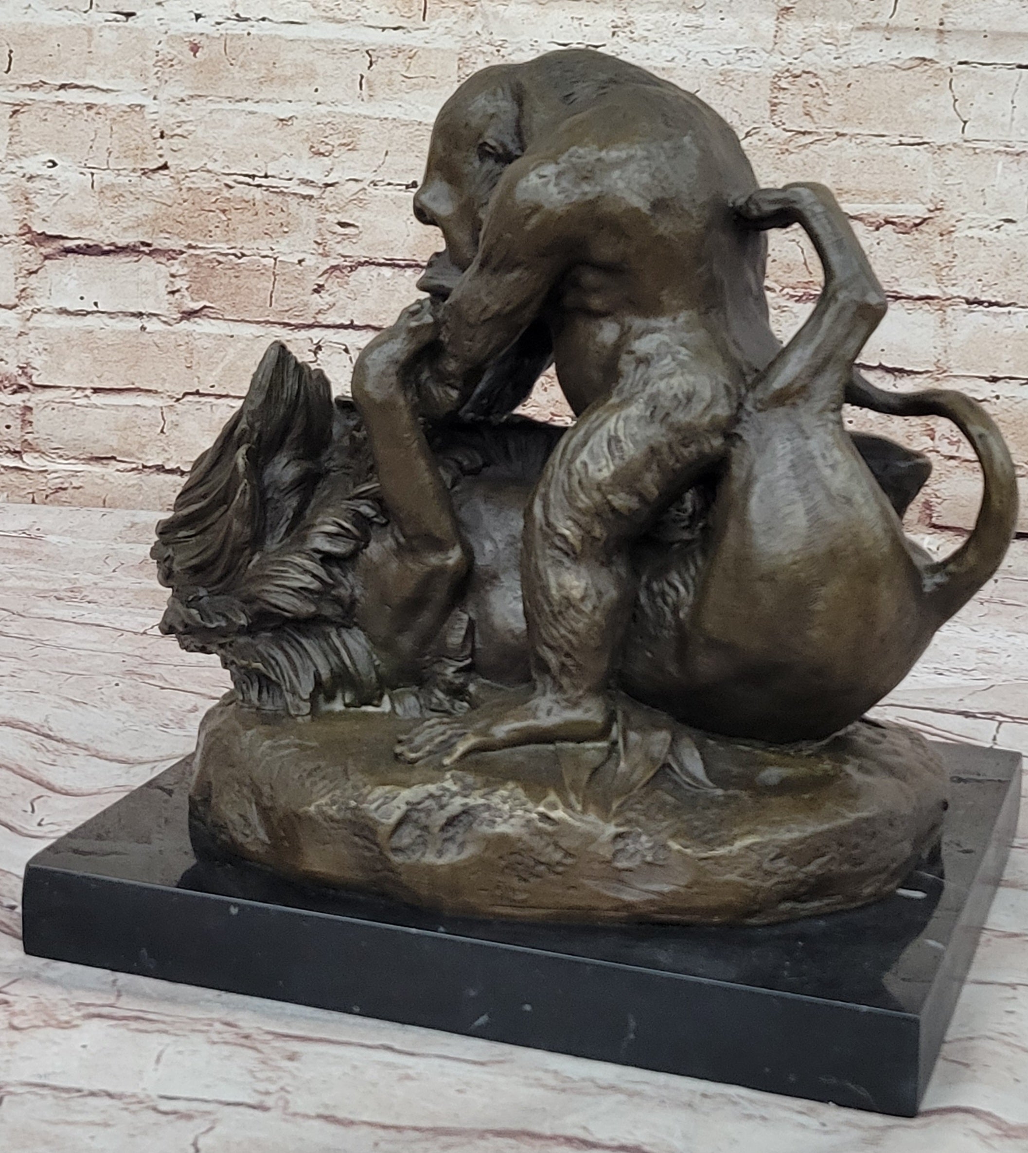Bronze Sculpture of Gorilla vs. Lion by Clovis Edmon Masson
