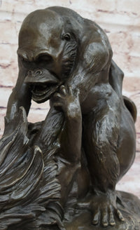Bronze Sculpture of Gorilla vs. Lion by Clovis Edmon Masson