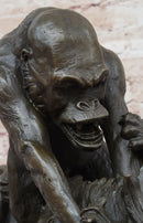 Bronze Sculpture of Gorilla vs. Lion by Clovis Edmon Masson