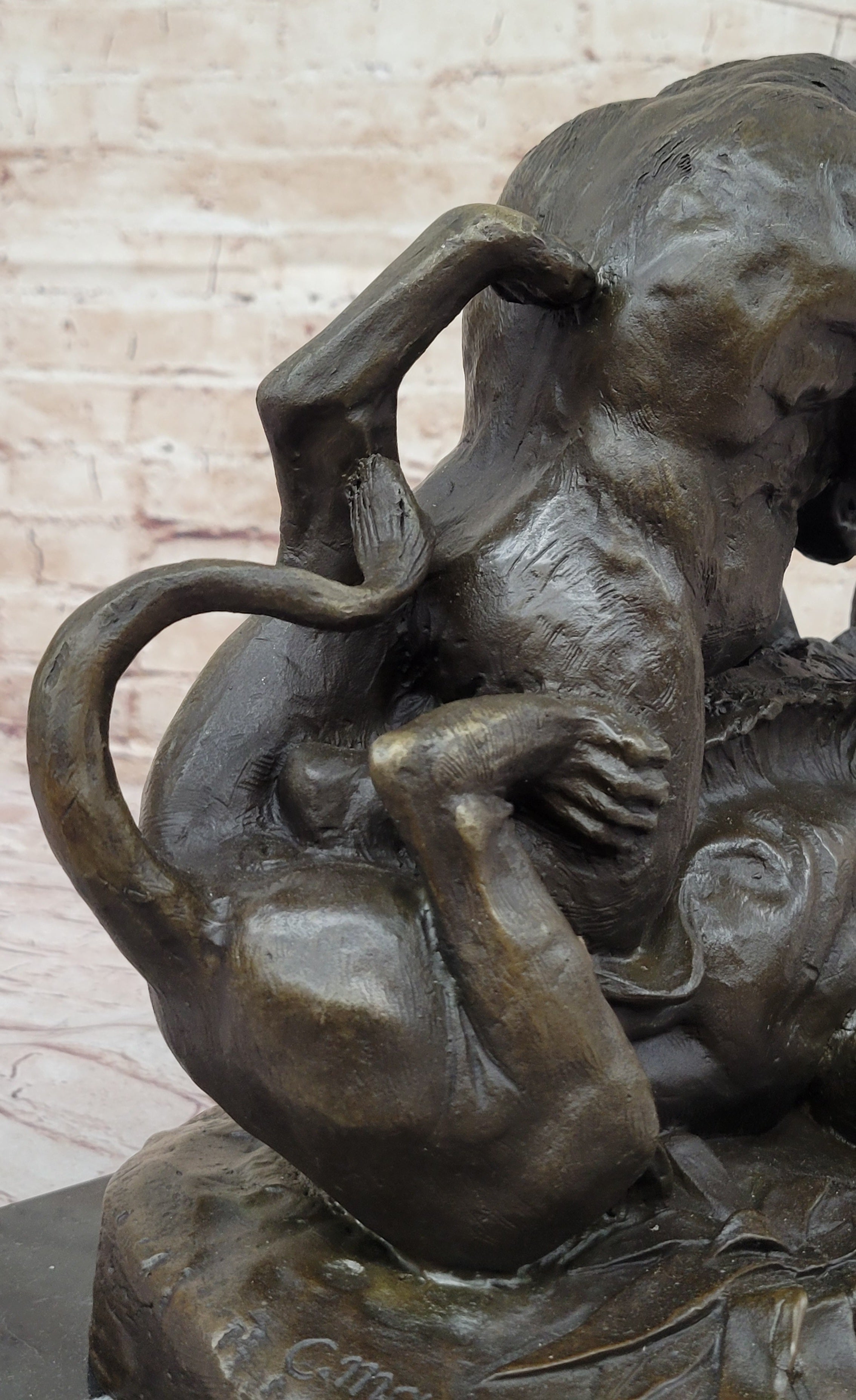 Bronze Sculpture of Gorilla vs. Lion by Clovis Edmon Masson