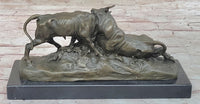 COMBAT DE TAUREAUX by Clesinger Bulls Fighting Bronze Statue Sculpture 5" x 10"