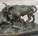COMBAT DE TAUREAUX by Clesinger Bulls Fighting Bronze Statue Sculpture 5" x 10"