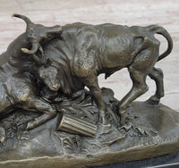 COMBAT DE TAUREAUX by Clesinger Bulls Fighting Bronze Statue Sculpture 5" x 10"