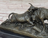 COMBAT DE TAUREAUX by Clesinger Bulls Fighting Bronze Statue Sculpture 5" x 10"