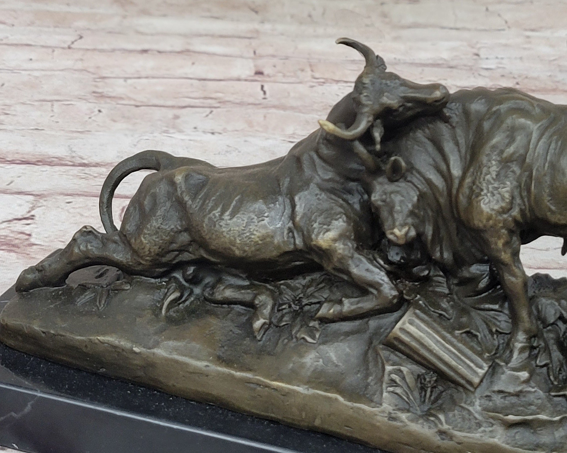 COMBAT DE TAUREAUX by Clesinger Bulls Fighting Bronze Statue Sculpture 5" x 10"