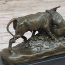 COMBAT DE TAUREAUX by Clesinger Bulls Fighting Bronze Statue Sculpture 5" x 10"