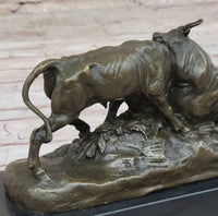 COMBAT DE TAUREAUX by Clesinger Bulls Fighting Bronze Statue Sculpture 5" x 10"