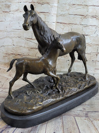 PJ Mene Horse & Foal Bronze Sculpture 14" x 17"