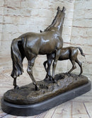 PJ Mene Horse & Foal Bronze Sculpture 14" x 17"